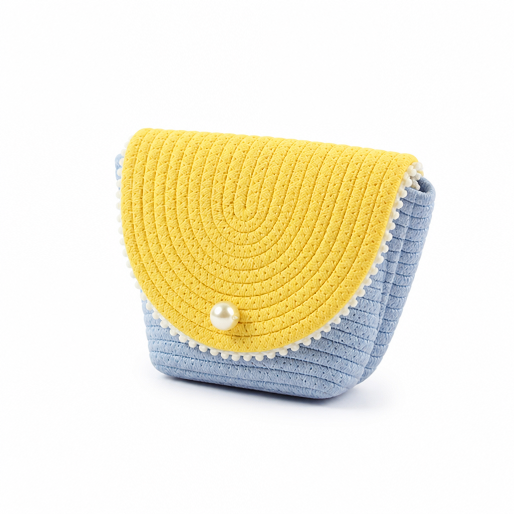 Durable Fabric Pearl-Embellished Crossbody Bag