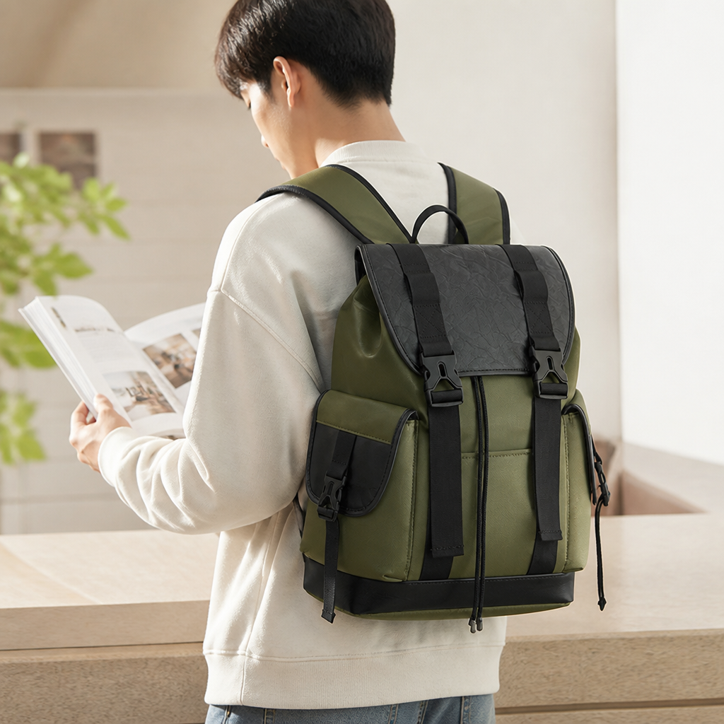 Durable Fabric Rolltop Backpack (Padded Laptop Sleeve)
