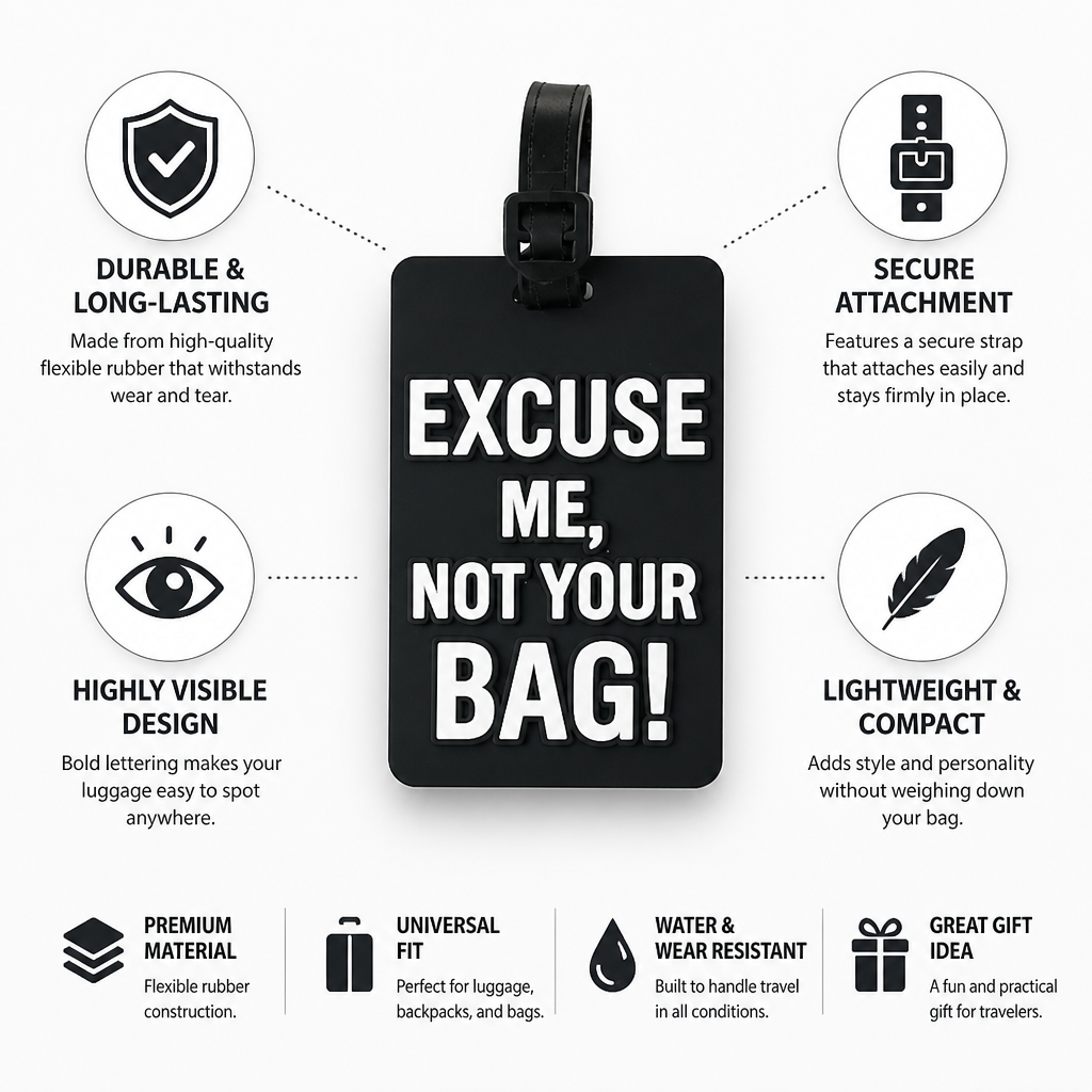 Durable Flexible Rubber Luggage Tag (Secure Strap)