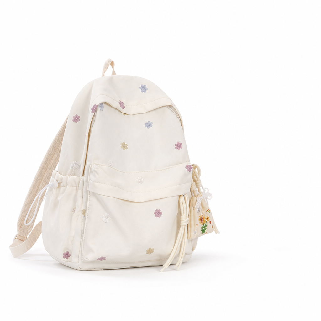 Durable Floral Embroidered School Backpack