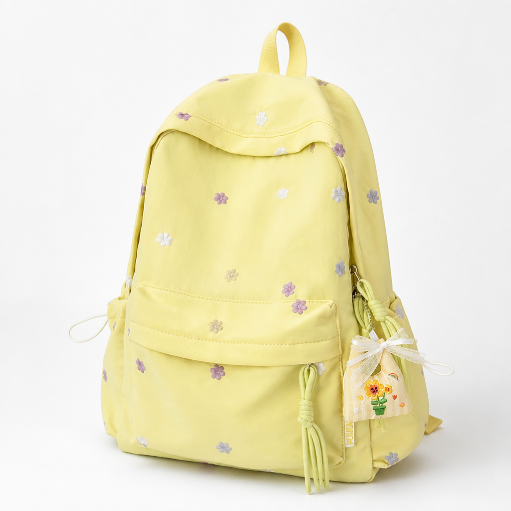Durable Floral Embroidered School Backpack