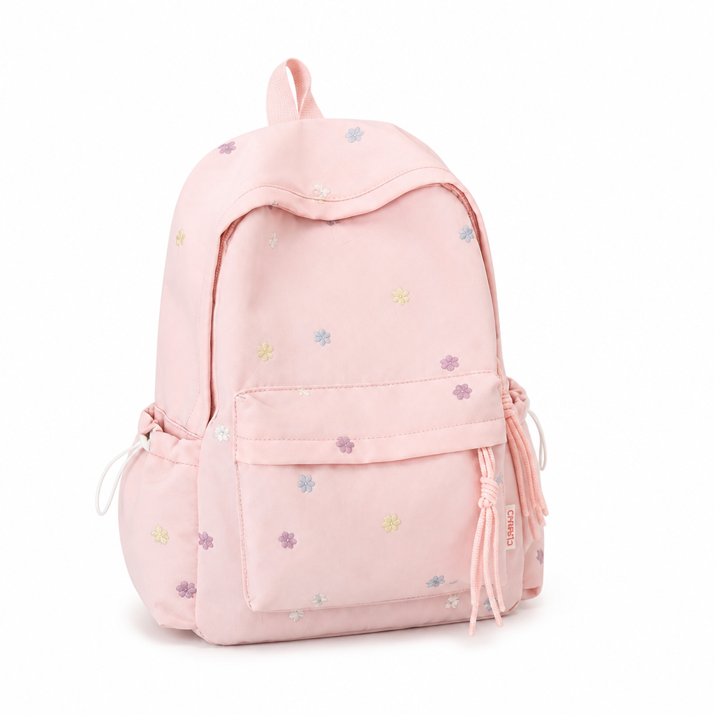Durable Floral Embroidered School Backpack