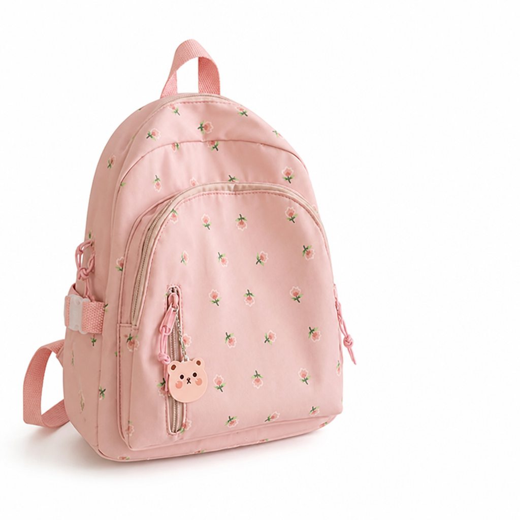 Durable Floral Print School Backpack (Adjustable Straps)