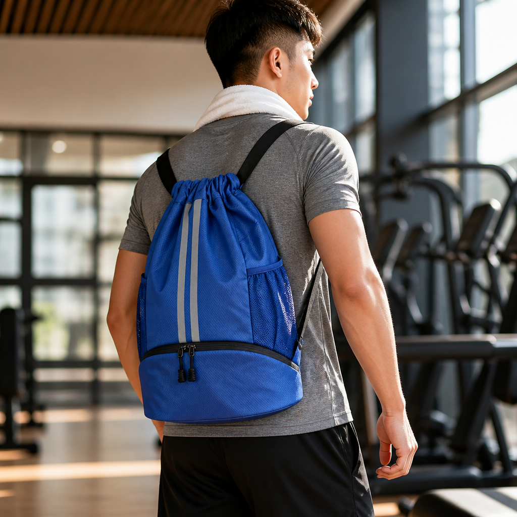 Durable Large-Capacity Reflective Drawstring Backpack