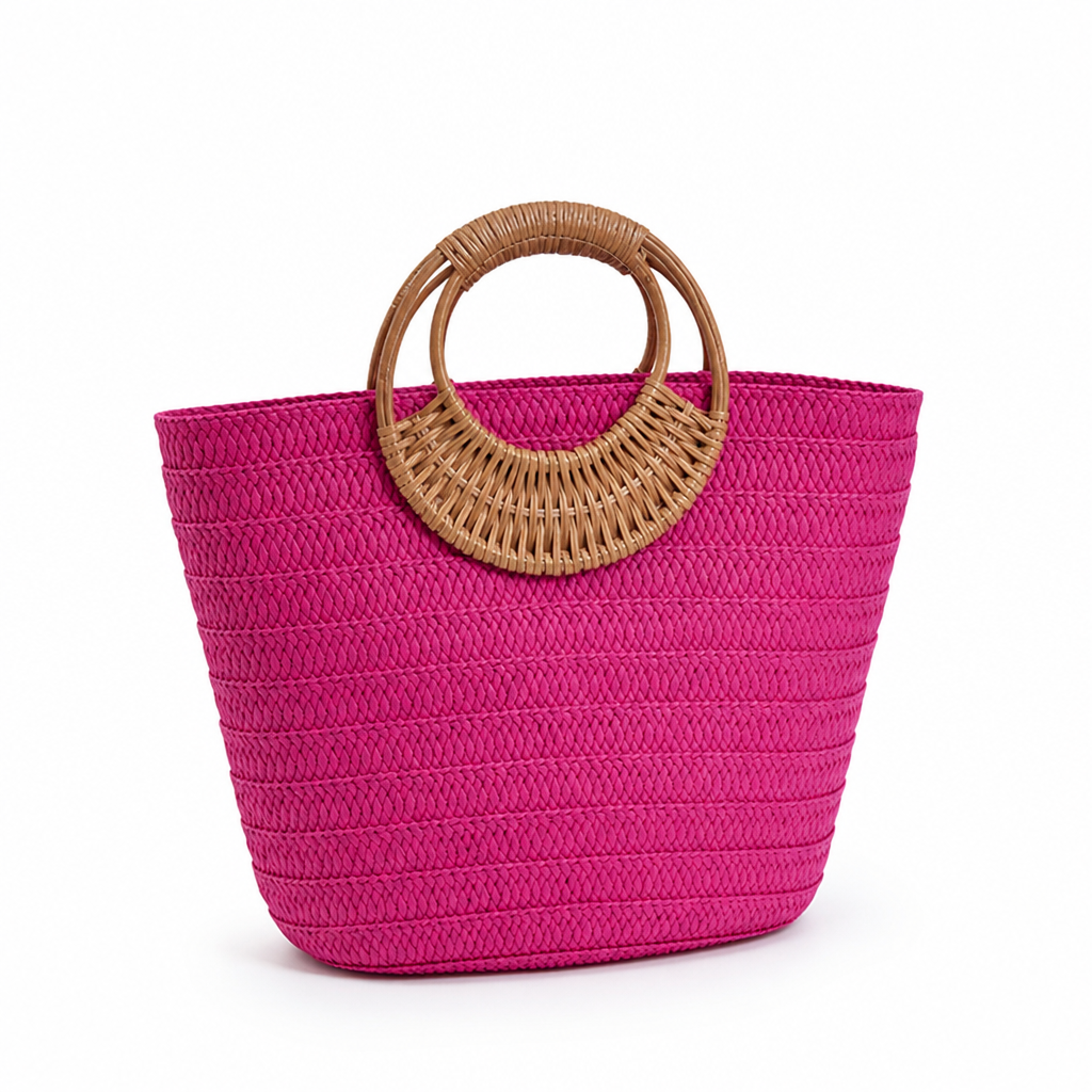 Durable Lightweight Braided-Handle Handbag