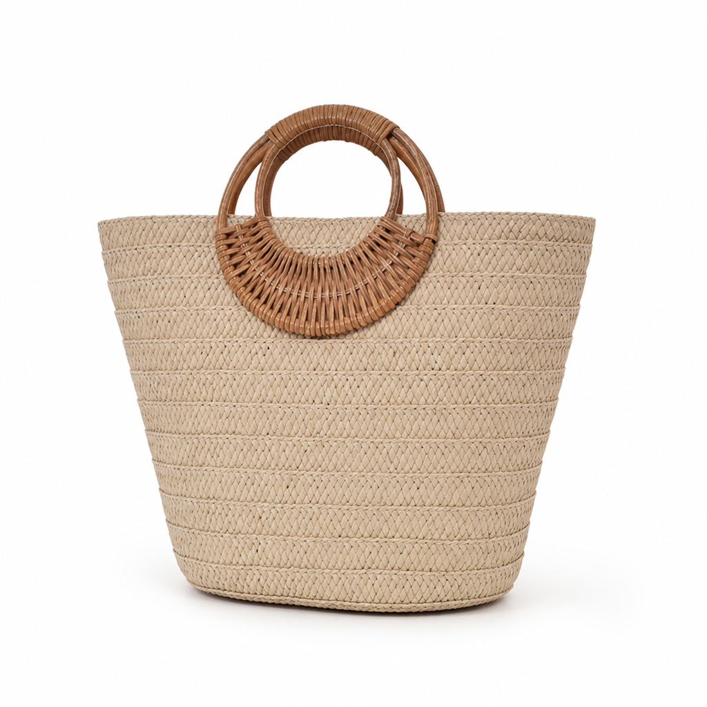 Durable Lightweight Braided-Handle Handbag