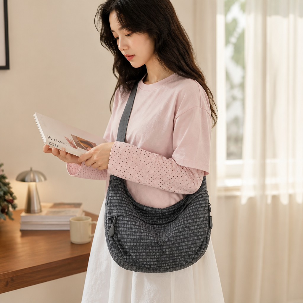 Durable Lightweight Checkered Sling Bag