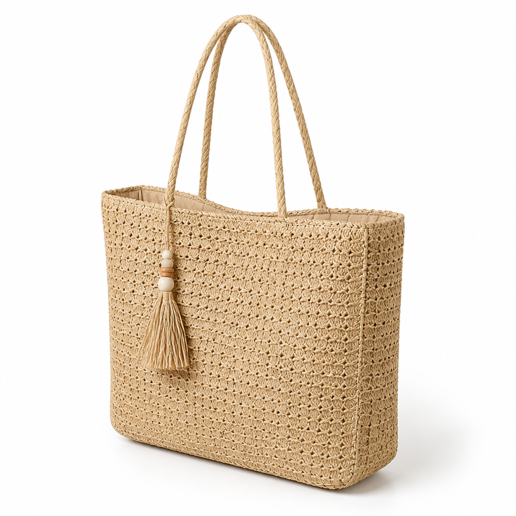 Durable & Lightweight Handwoven Straw Beach Tote