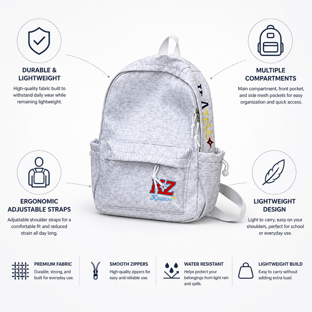 Durable Lightweight Multi-Compartment School Backpack (Adjustable Ergonomic Straps)