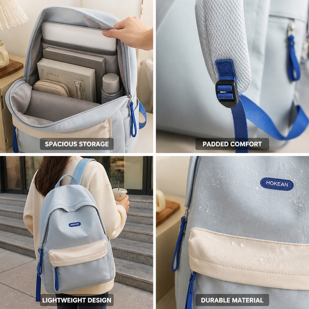 Durable Lightweight School Backpack (Padded Straps)
