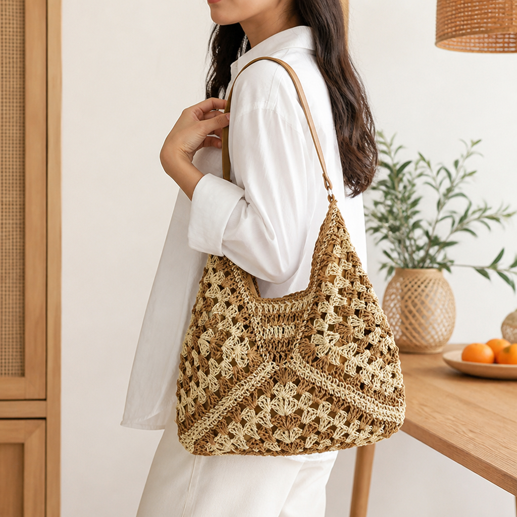 Durable Lightweight Woven Handbag (Adjustable Strap)