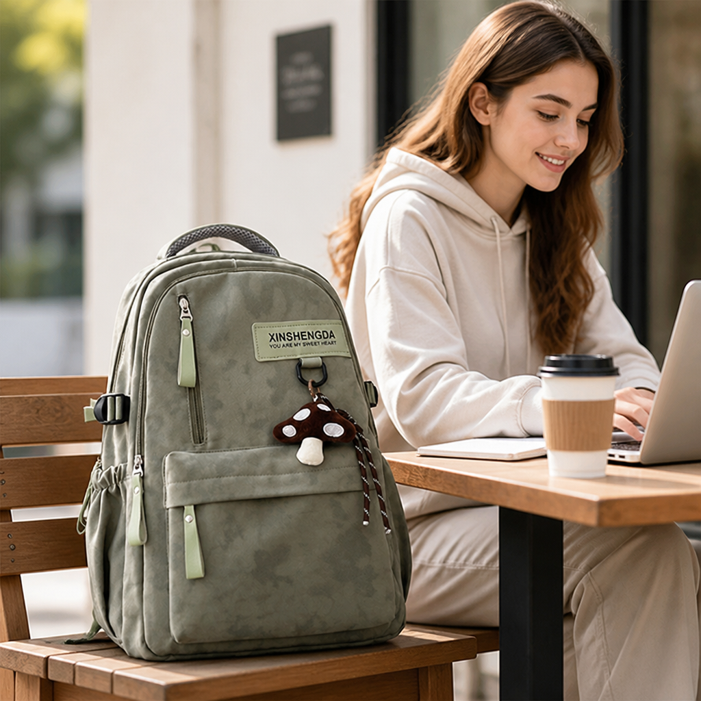 Durable Multi-Pocket Backpack With Padded Adjustable Straps