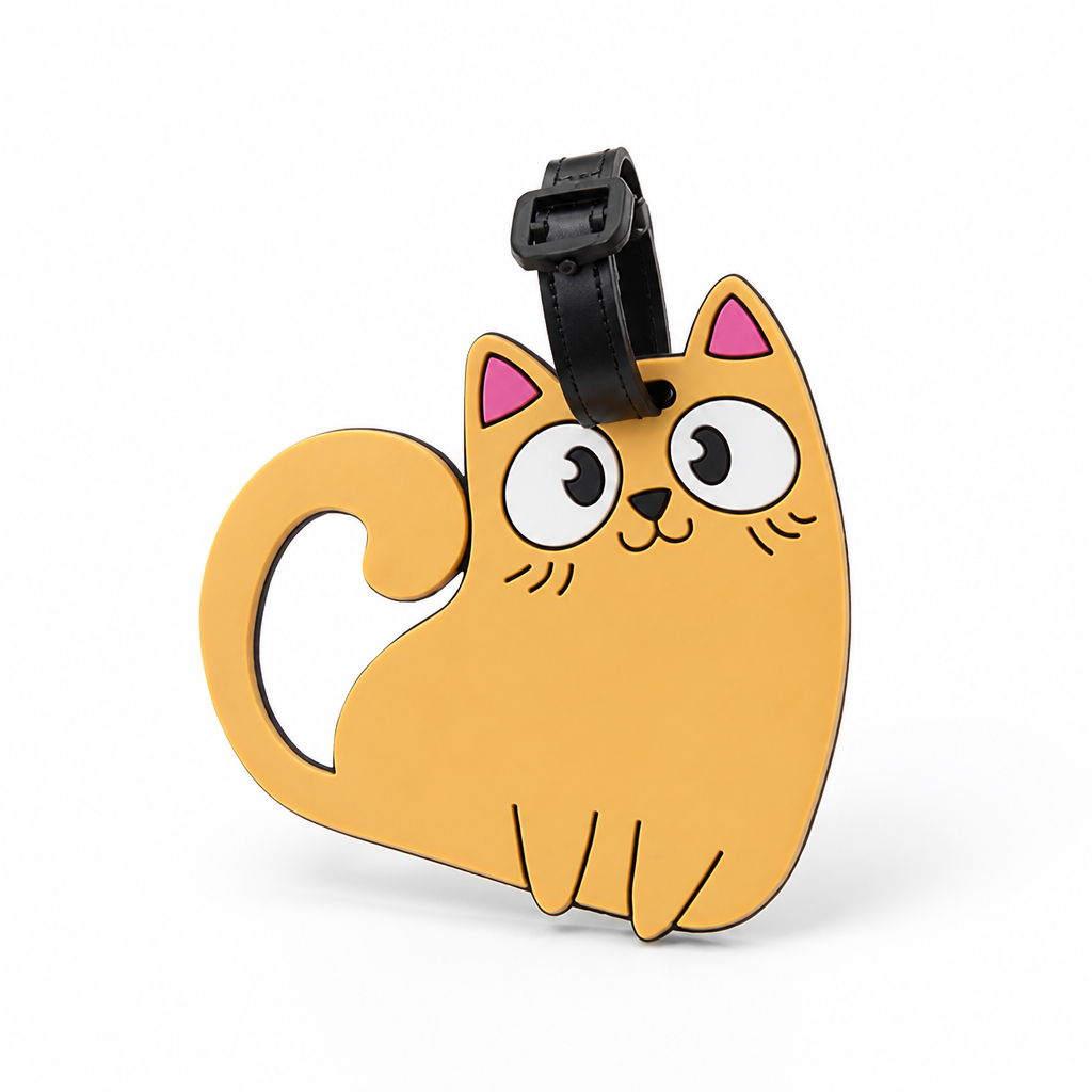 Durable PVC Cute Cat Luggage Tag (Adjustable Strap)
