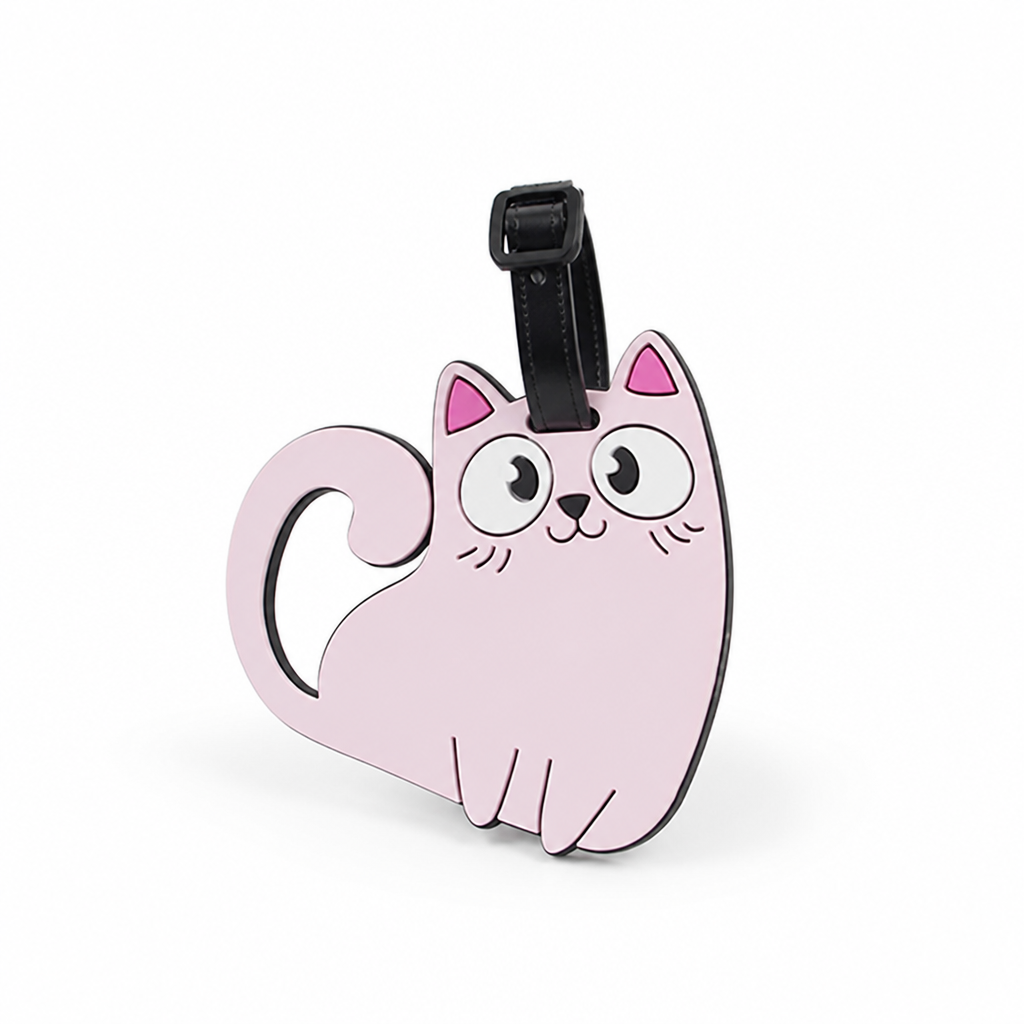 Durable PVC Cute Cat Luggage Tag (Adjustable Strap)