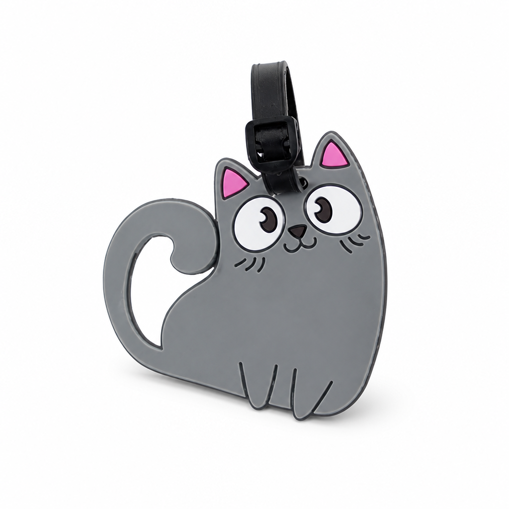 Durable PVC Cute Cat Luggage Tag (Adjustable Strap)