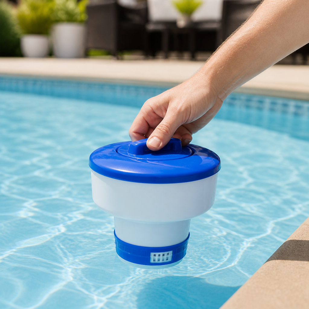 Durable PVC Floating Locking & Adjustable Chlorine Dispenser (8 Inch)