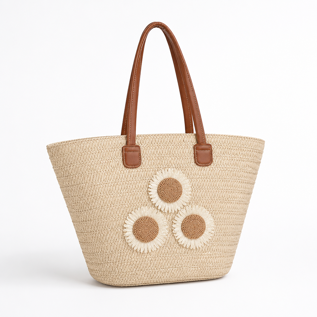 Durable Spacious Woven Beach Bag (Ergonomic Handles)
