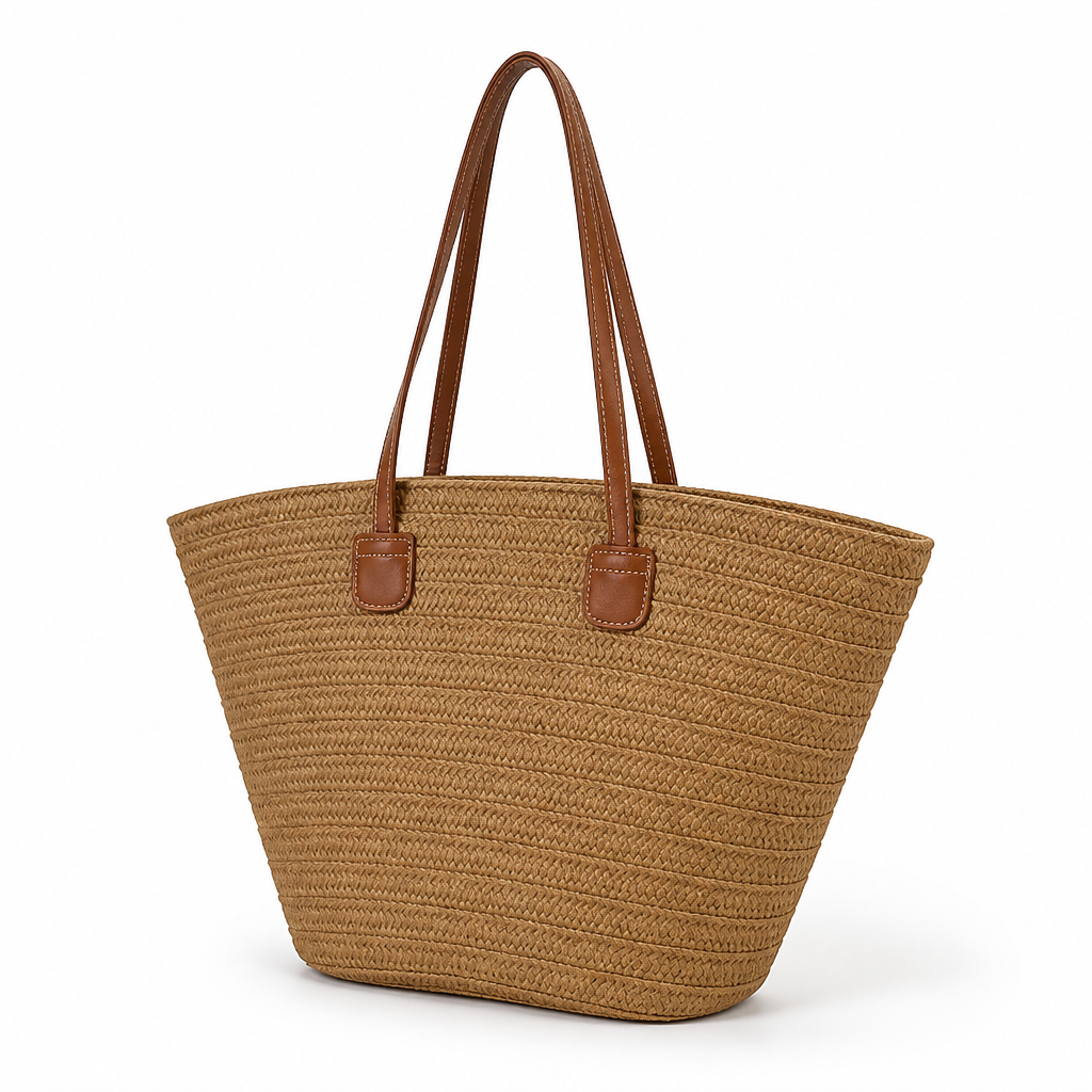 Durable Spacious Woven Beach Bag (Ergonomic Handles)
