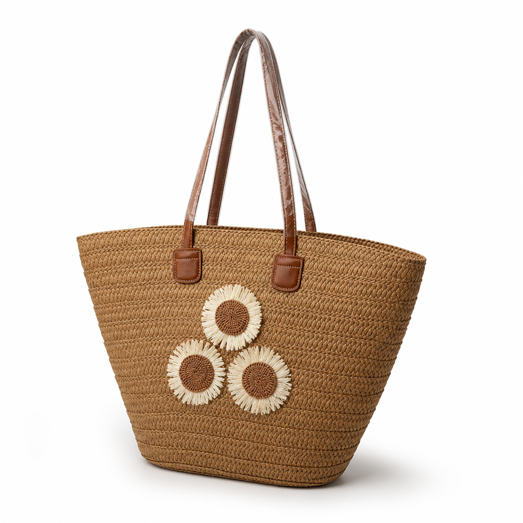 Durable Spacious Woven Beach Bag (Ergonomic Handles)