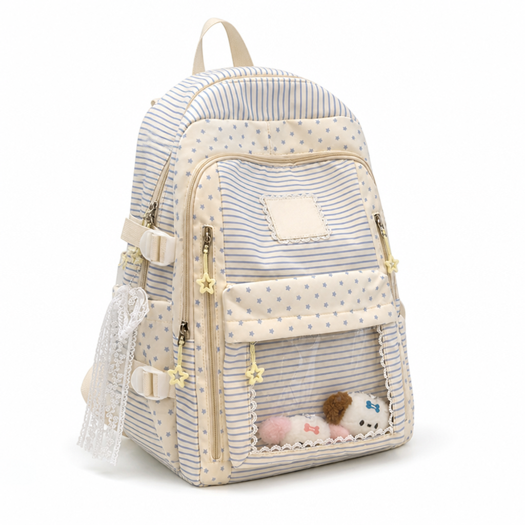 Durable Star-Patterned Multi-Pocket School Backpack