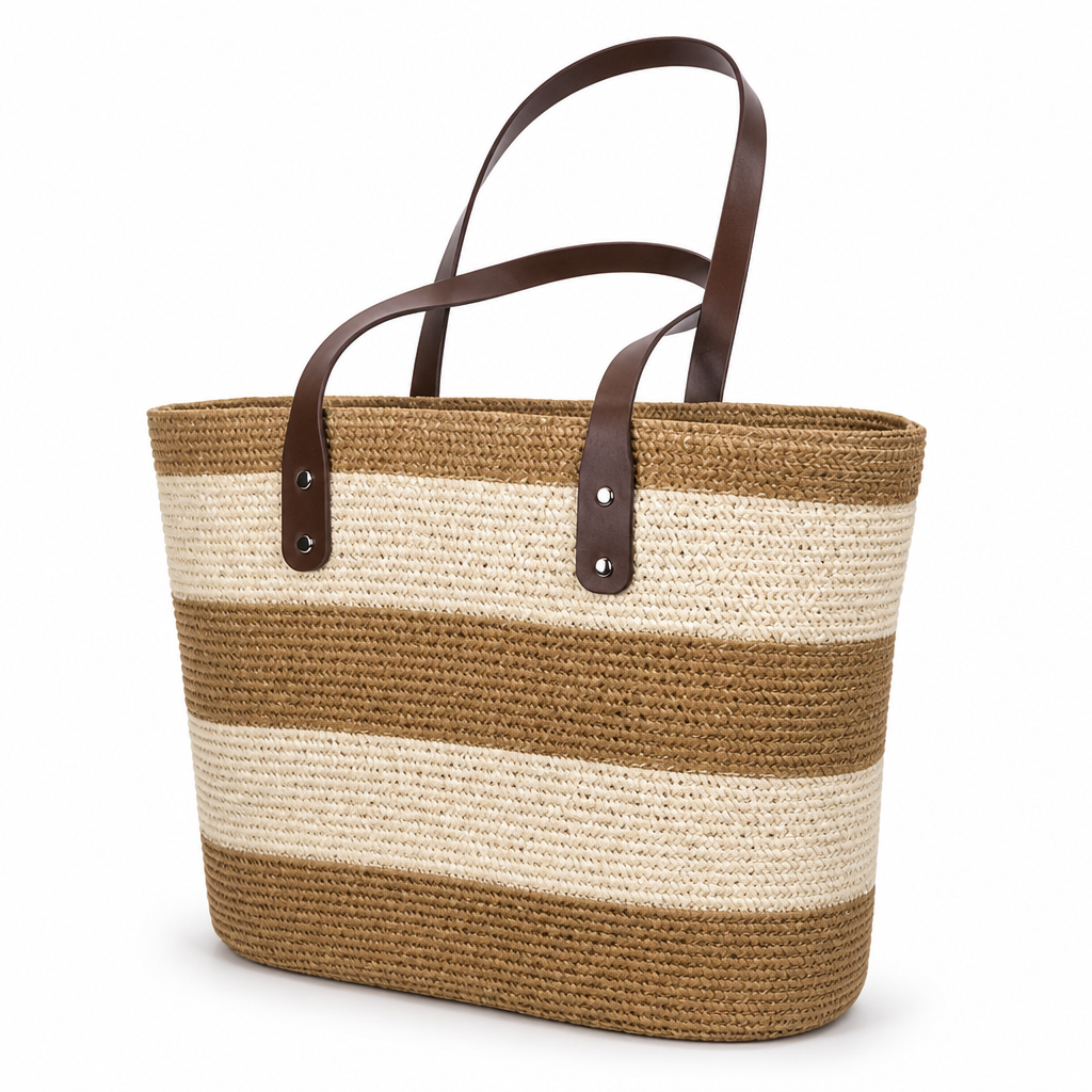 Durable Striped Beach Tote (Ergonomic Handles)