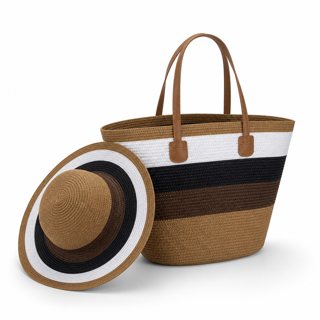 Durable Striped Beach Tote (Ergonomic Handles)