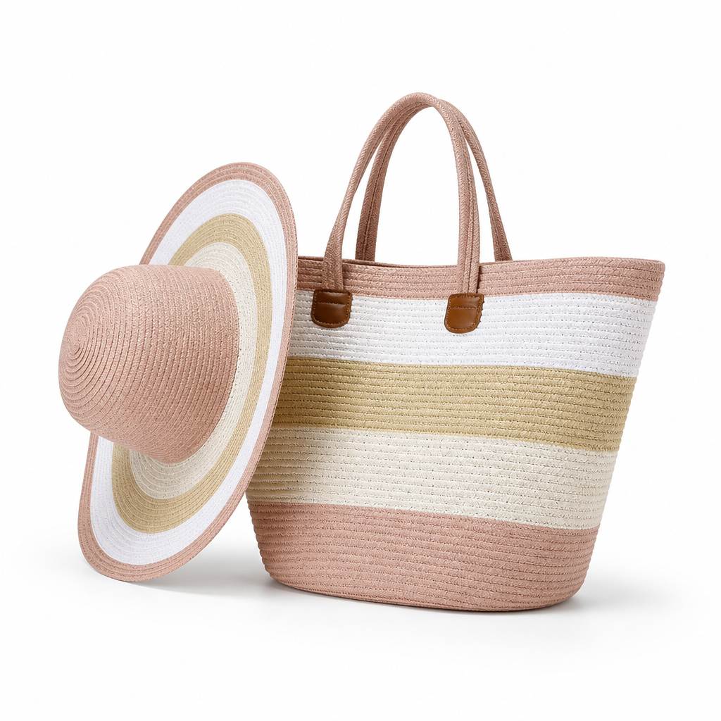 Durable Striped Beach Tote (Ergonomic Handles)