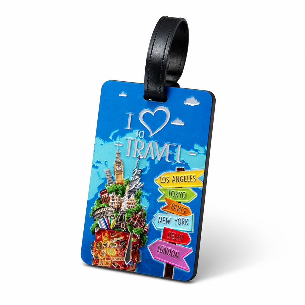 Durable Vibrant Landmark-Print Luggage Tag (Secure Strap)