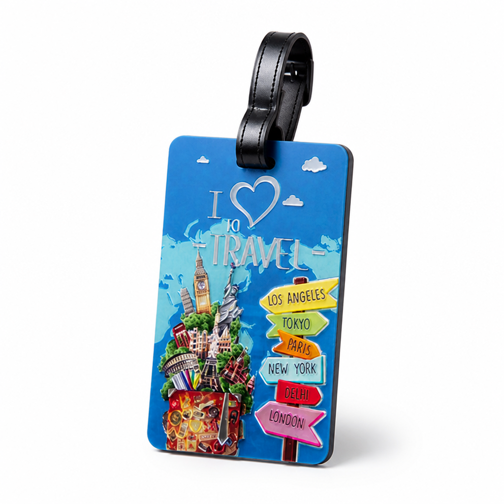 Durable Vibrant Landmark-Print Luggage Tag (Secure Strap)