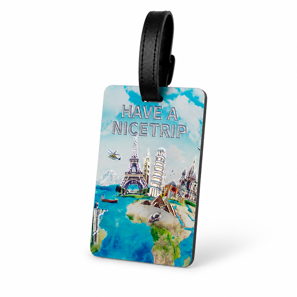 Durable Vibrant Landmark-Print Luggage Tag (Secure Strap)