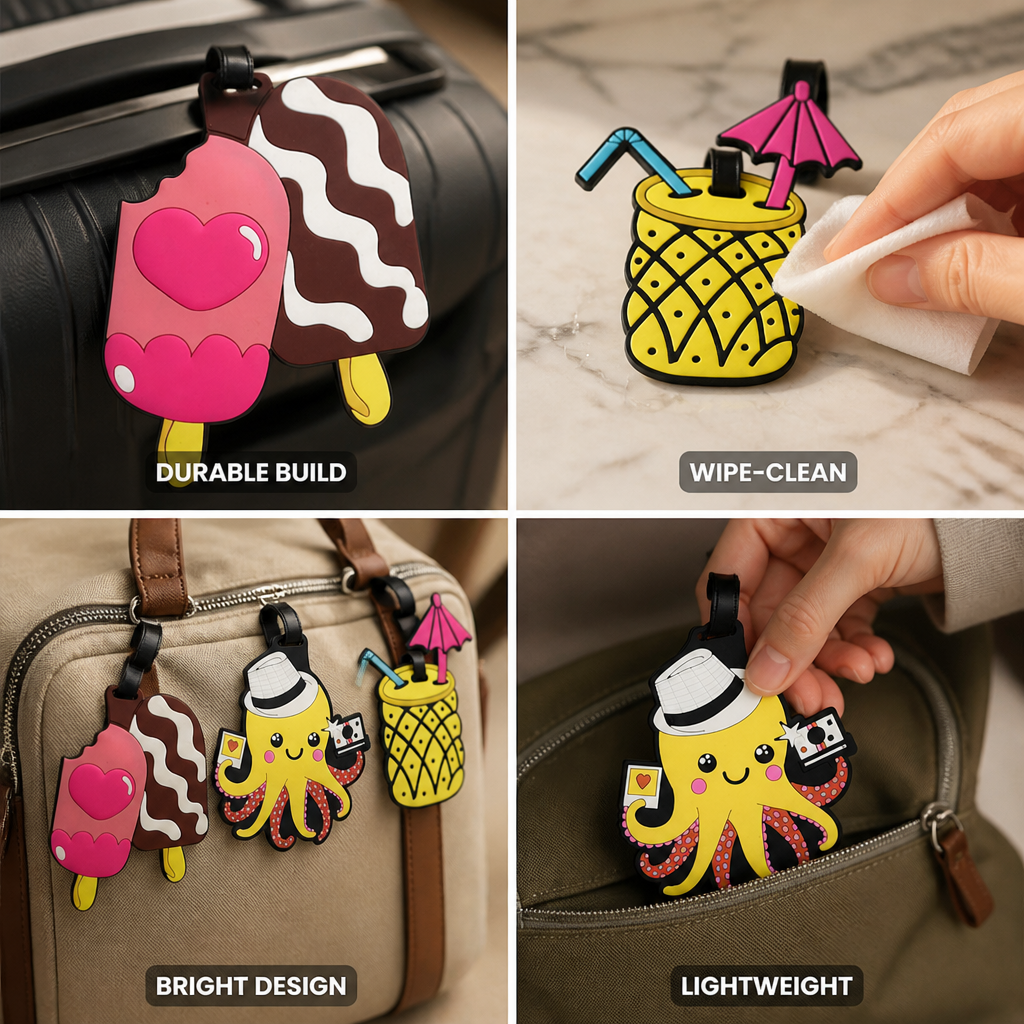 Durable Wipe-Clean Cartoon Luggage Tag