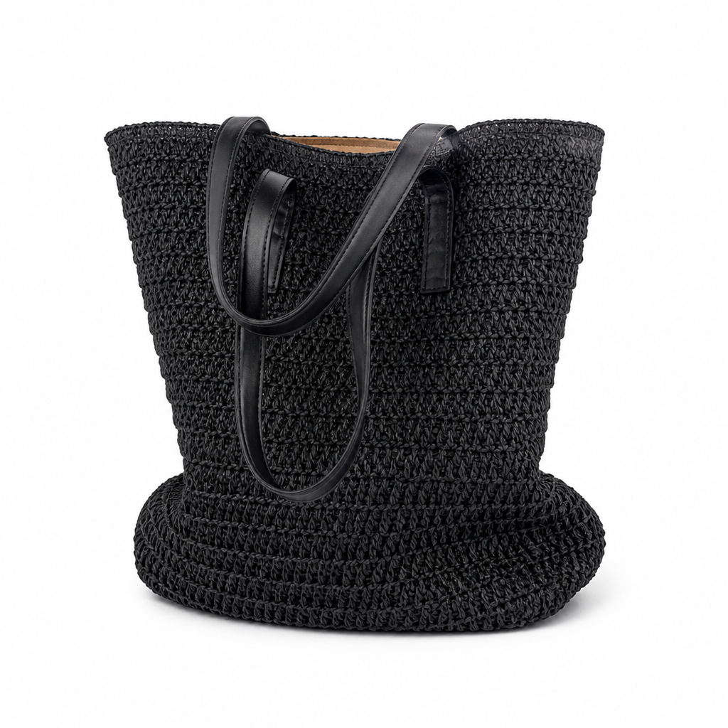 Durable Woven Braided-Handle Tote Bag