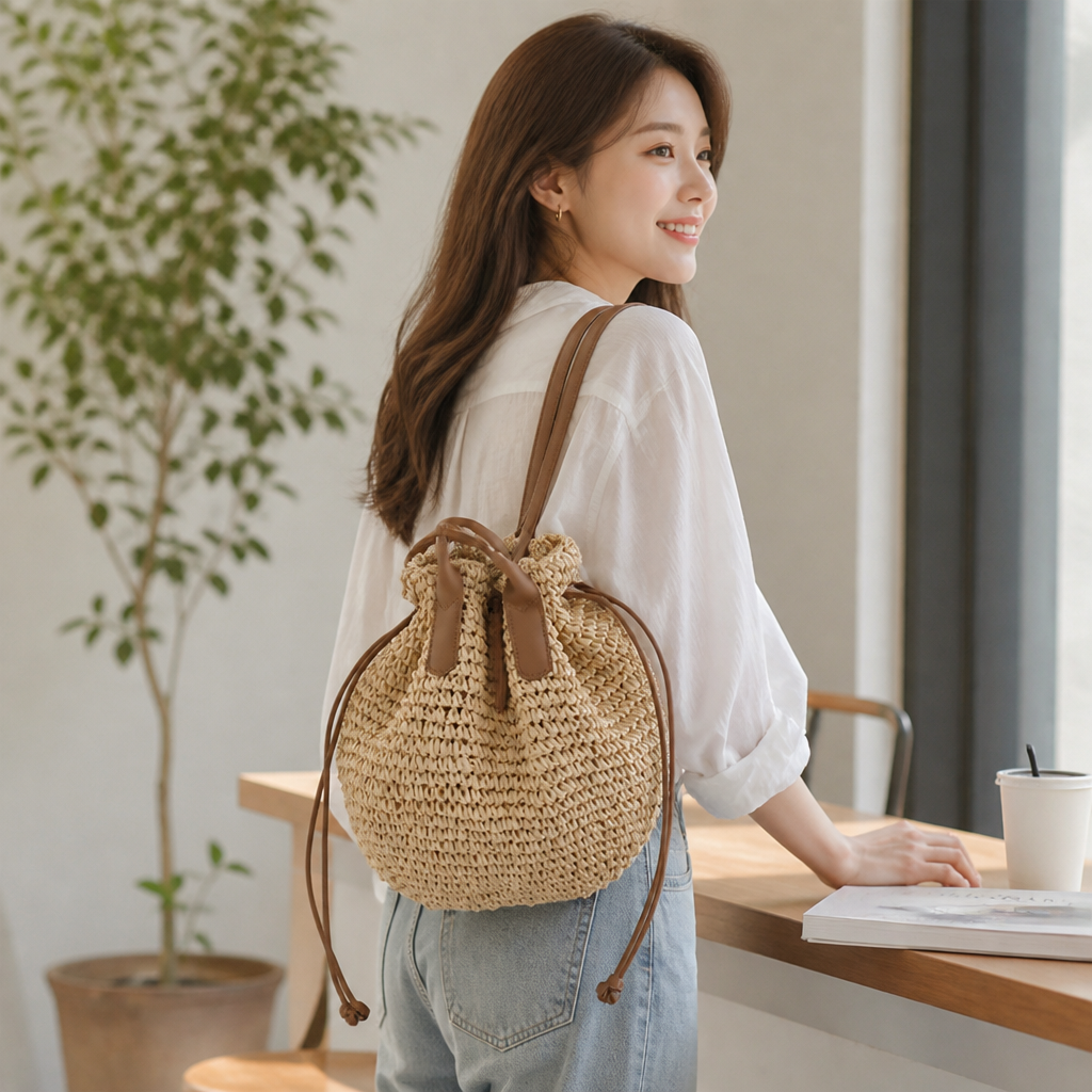 Durable Woven Natural Backpack (Adjustable Straps)