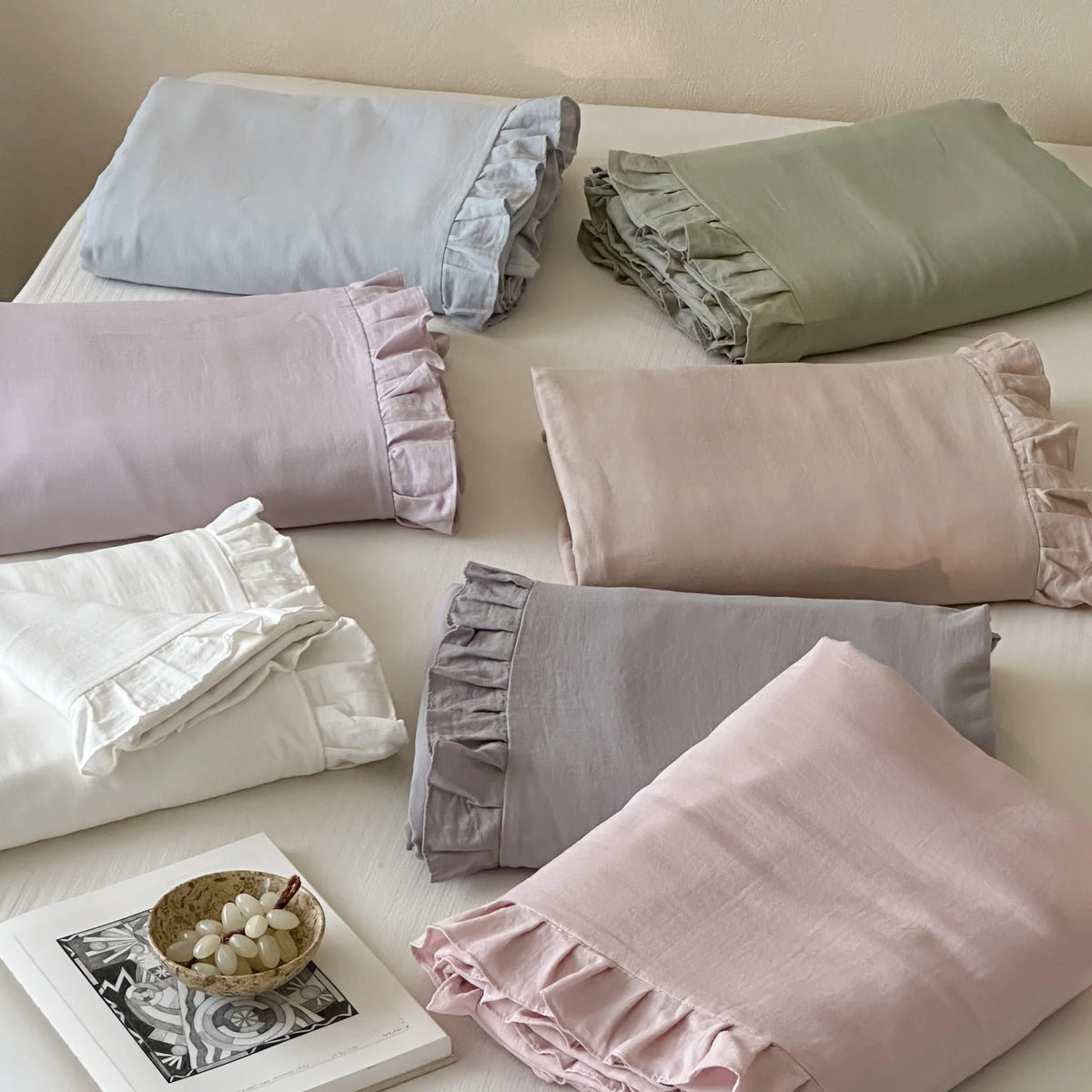 Duvet Cover 100% Cotton Double-Layer Gauze Ruffle Trim