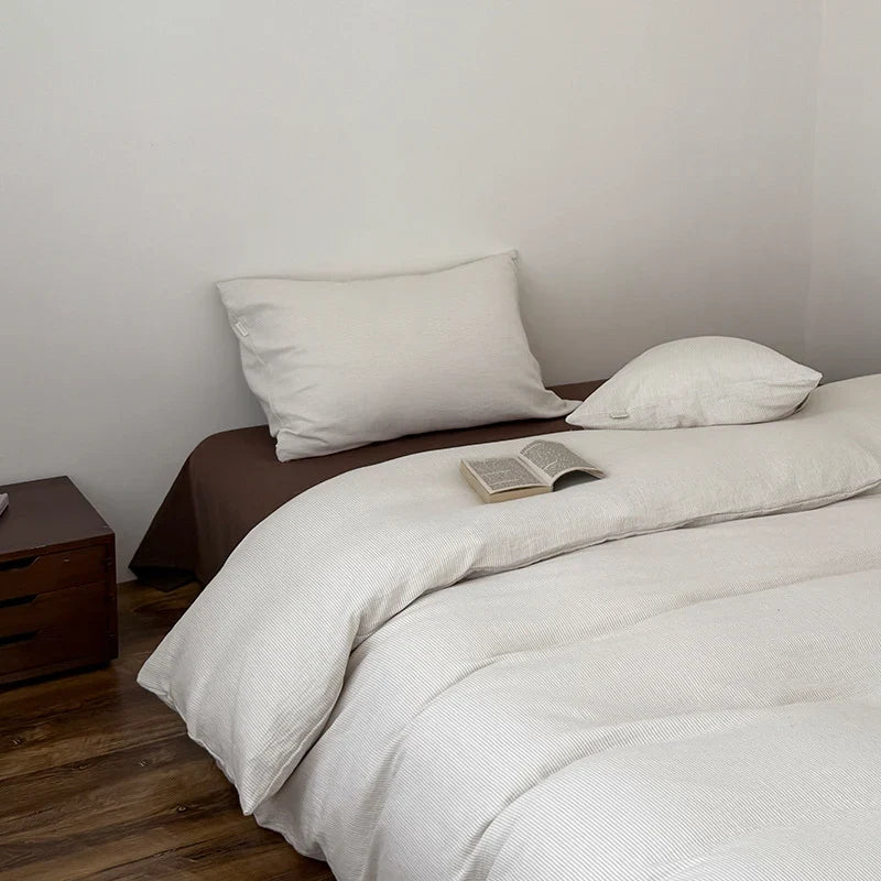 Duvet Cover & Pillow Set Breathable Cotton-Linen 4-Piece