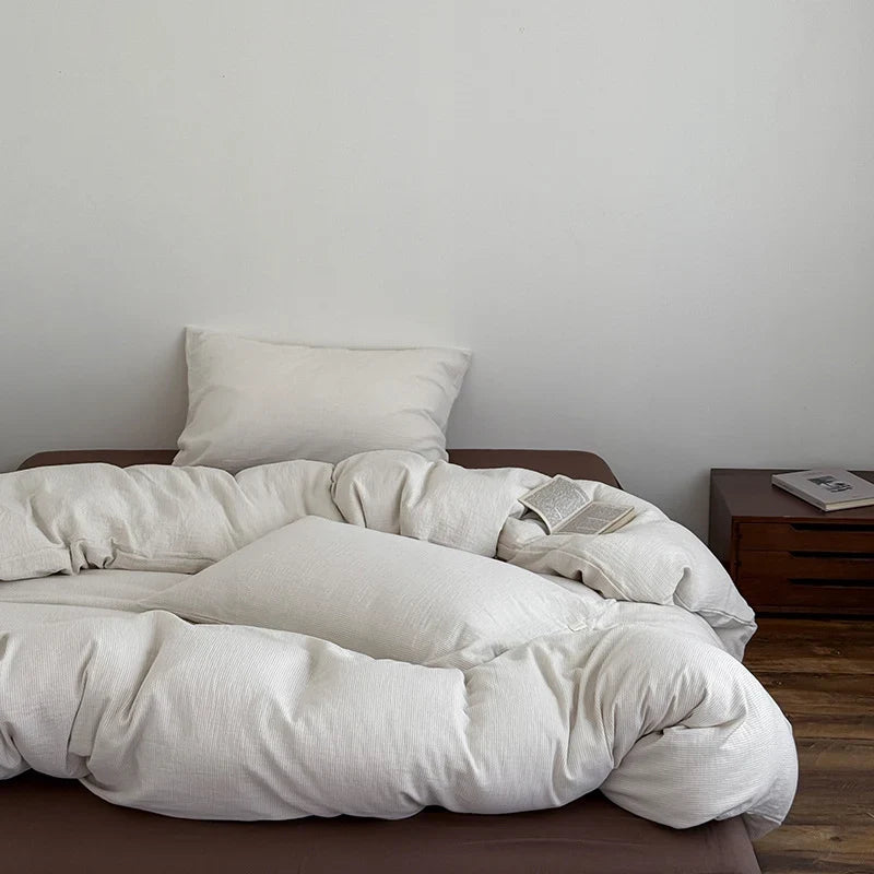 Duvet Cover & Pillow Set Breathable Cotton-Linen 4-Piece