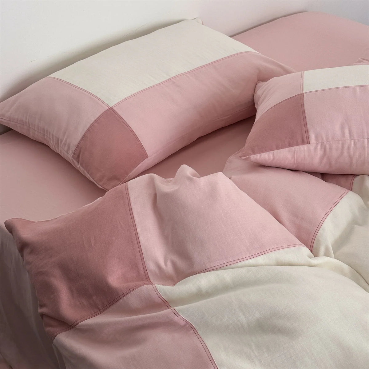Duvet Cover & Pillowcase Set Cotton Satin Quilted 4-Piece
