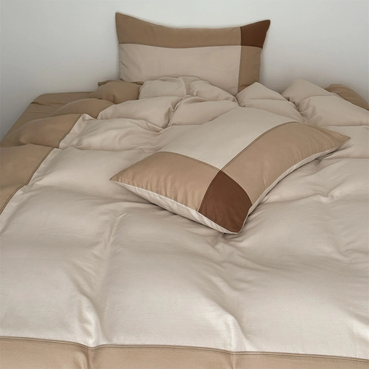 Duvet Cover & Pillowcase Set Cotton Satin Quilted 4-Piece