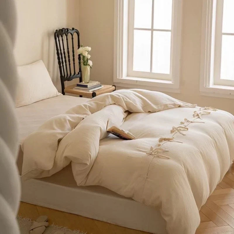 Duvet Cover Reversible Quilted With Bow Appliques
