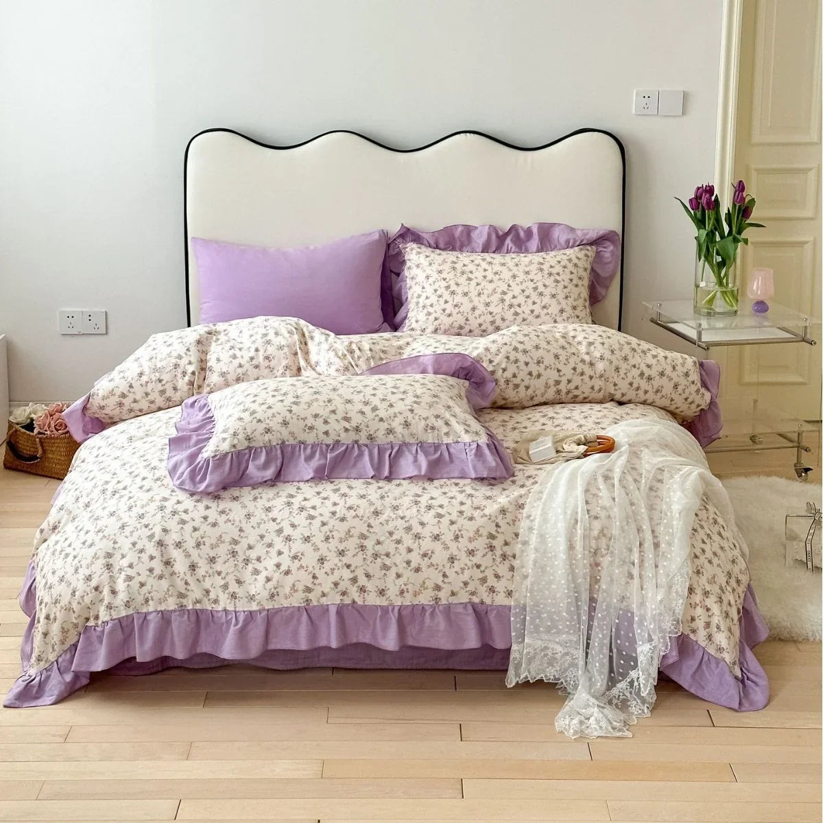 Duvet Cover Set 100% Cotton Percale Reversible Floral