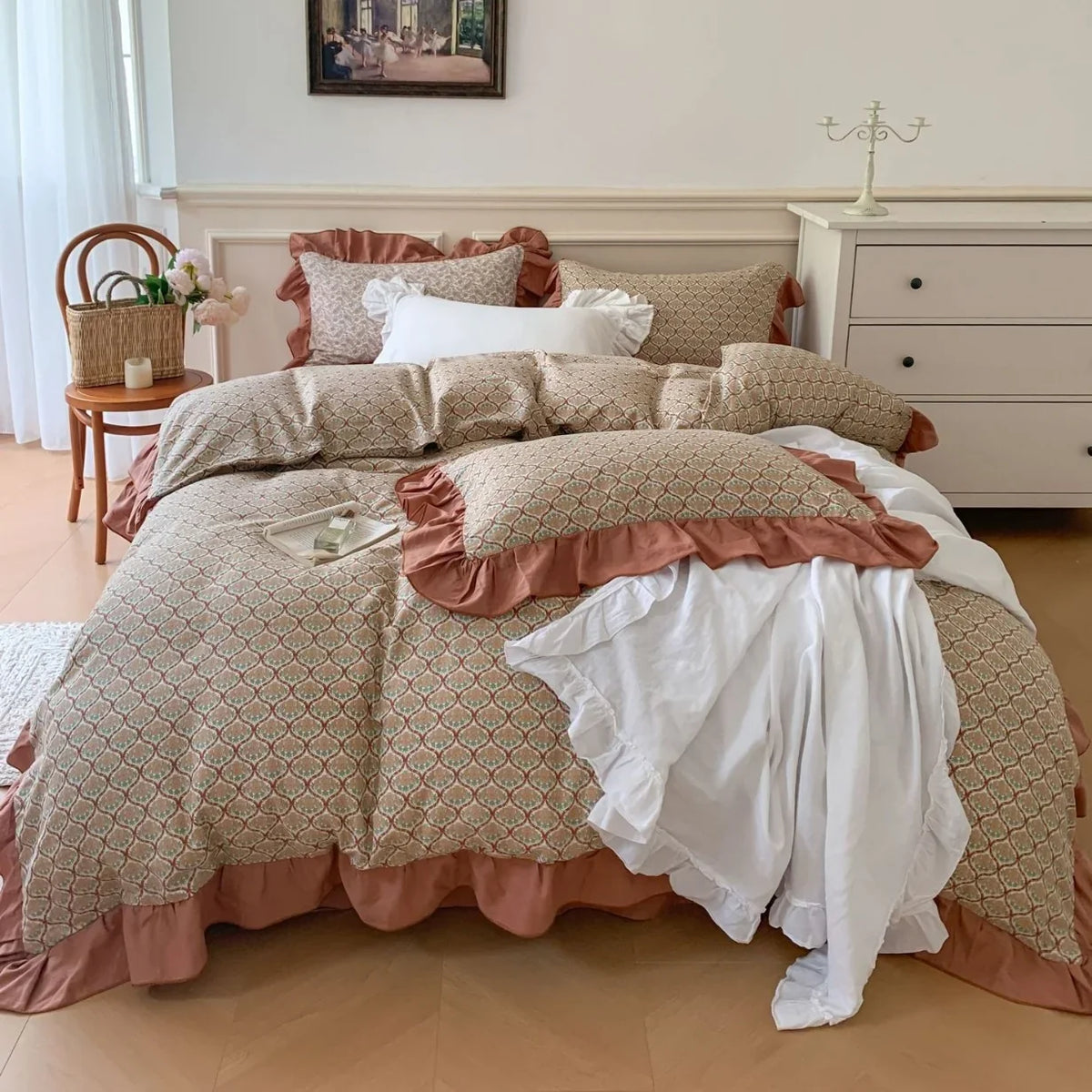 Duvet Cover Set 100% Cotton Percale Reversible Floral