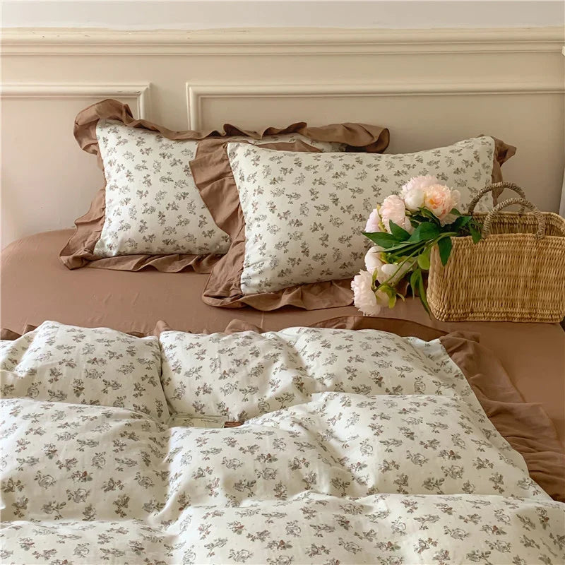Duvet Cover Set 100% Cotton Percale Reversible Floral