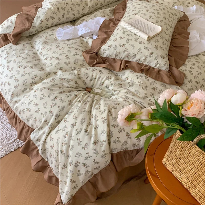 Duvet Cover Set 100% Cotton Percale Reversible Floral
