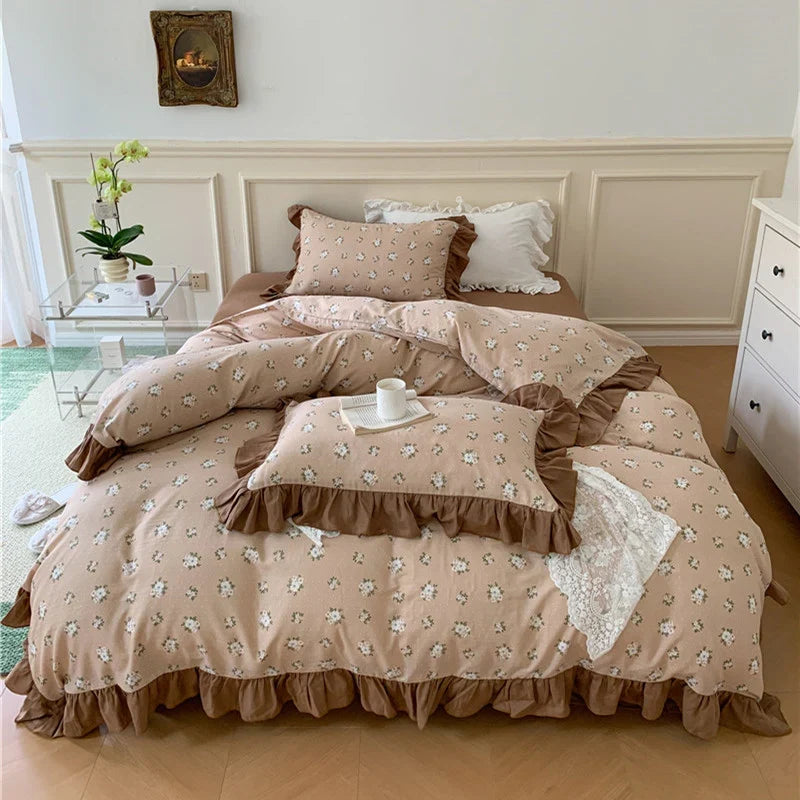 Duvet Cover Set 100% Cotton Percale Reversible Floral