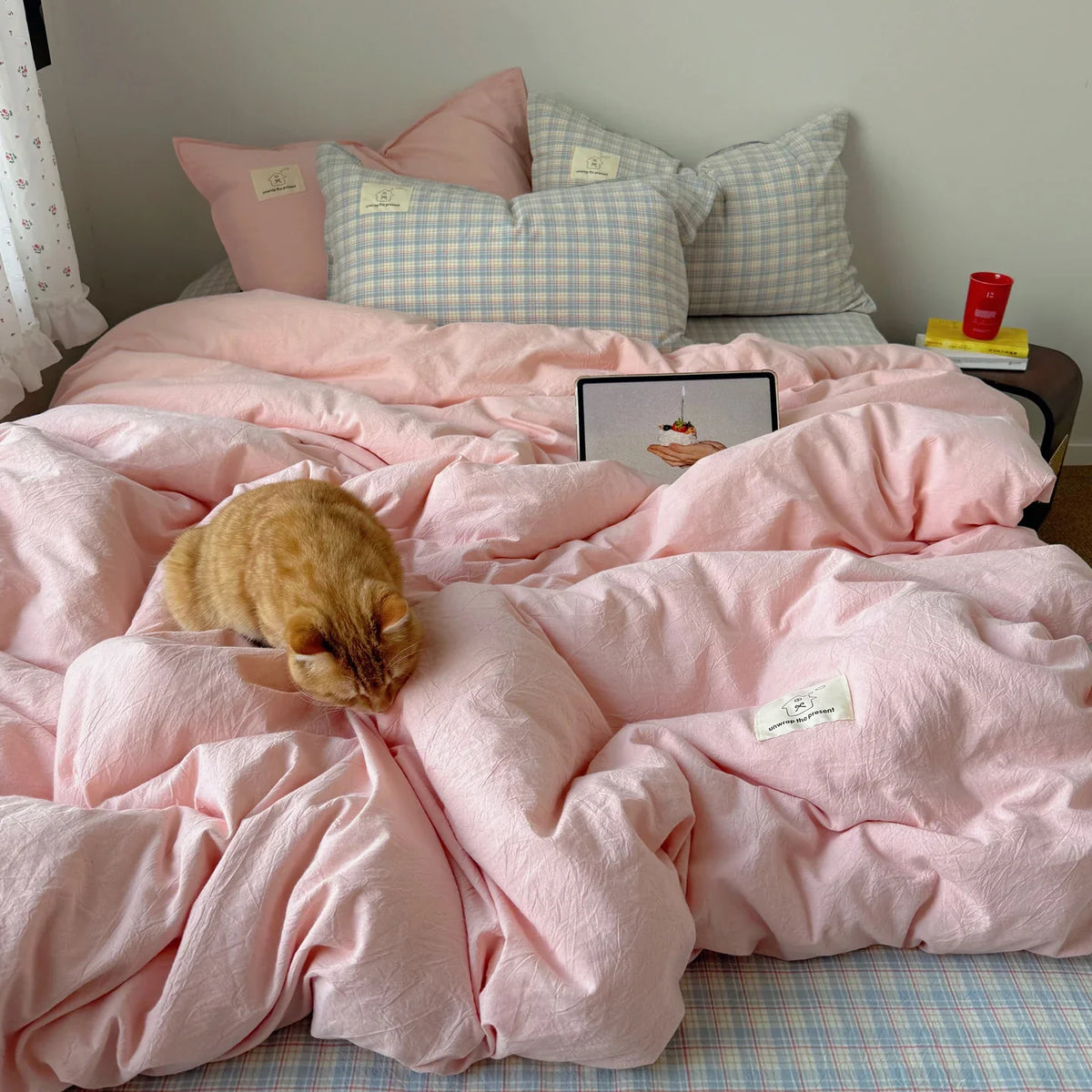 Duvet Cover Set Breathable Cotton-Linen Reversible
