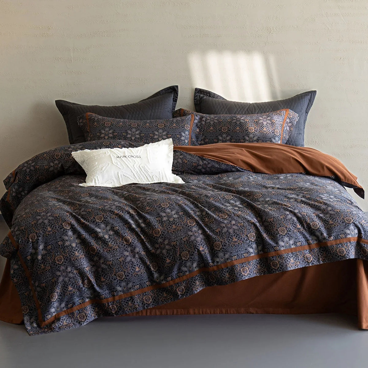 Duvet Cover Set Breathable Cotton Percale Leaf Print