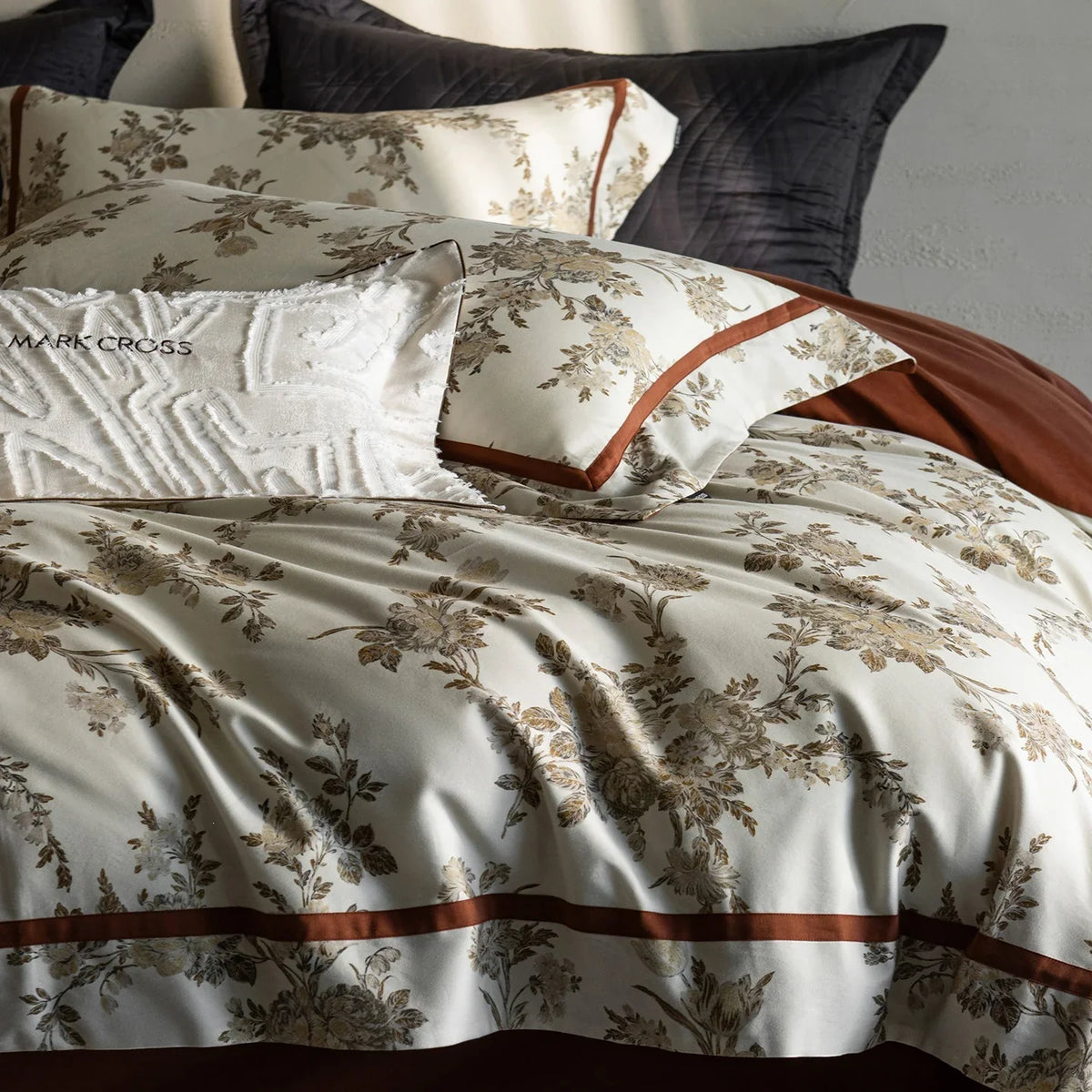 Duvet Cover Set Breathable Cotton Percale Leaf Print