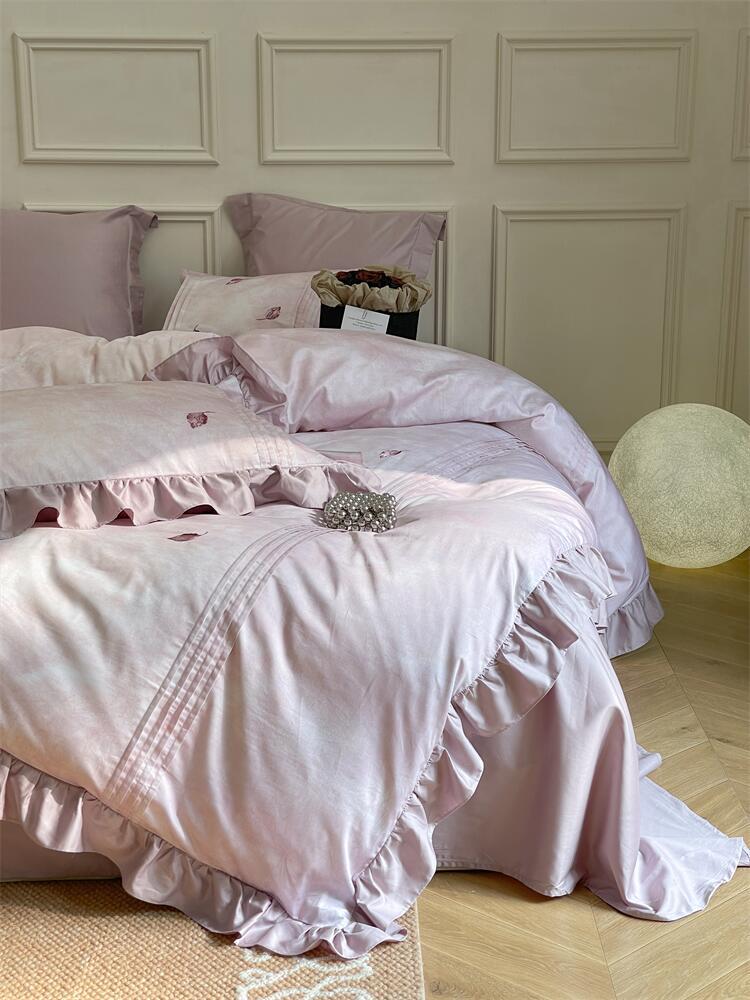 Duvet Cover Set Breathable Cotton Satin Hidden Zipper