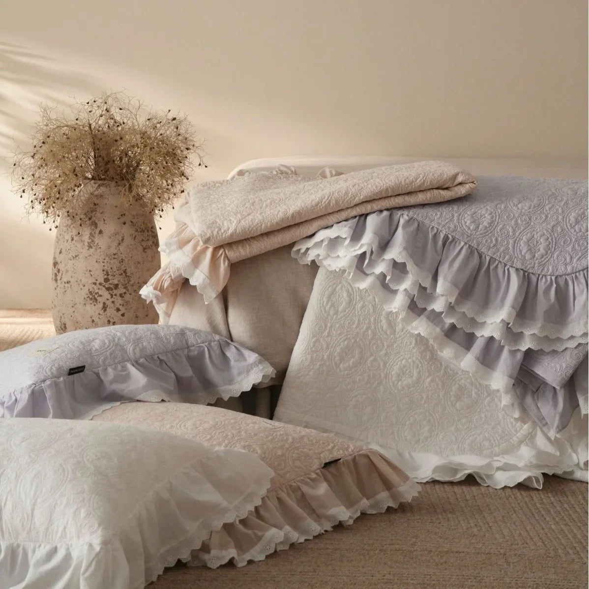 Duvet Cover Set Cotton Gauze Ruffle & Lace