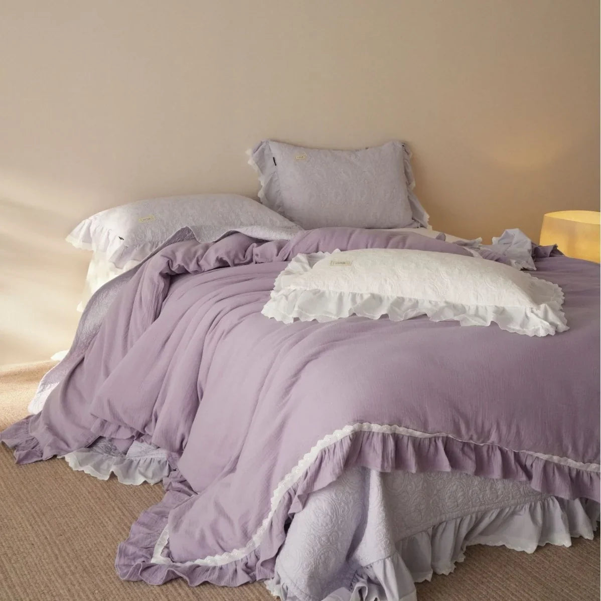 Duvet Cover Set Cotton Gauze Ruffle & Lace